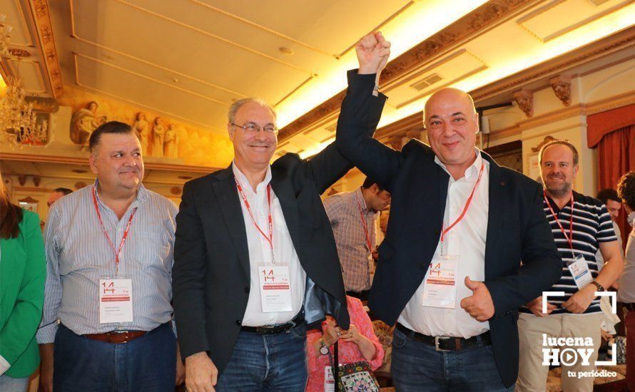  Antonio Ruiz, nuevo Secretario General del PSOE de Córdoba, junto al saliente, Juan Pablo Durán, esta tarde en Lucena 