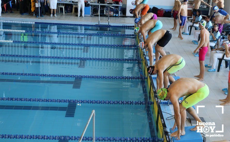  Salida de la prueba 4x100 masculino de esta Copa de Andalucía en la piscina cubierta de Lucena 