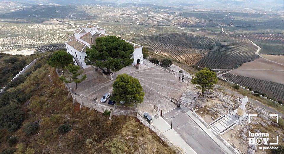 Vista aérea del Santuario y la sierra de Aras