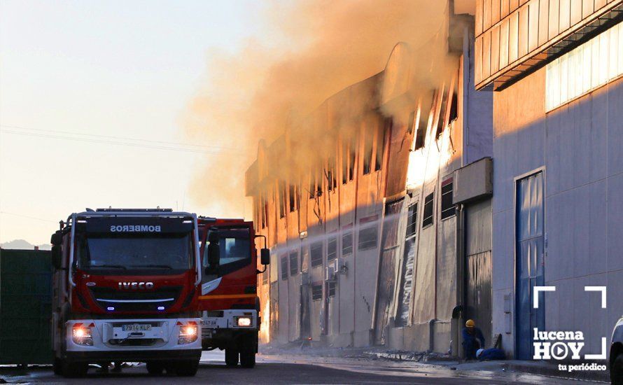 GALERÍA: Las fotos del grave incendio en una empresa de barnizados del Polígono de Los Santos en Lucena