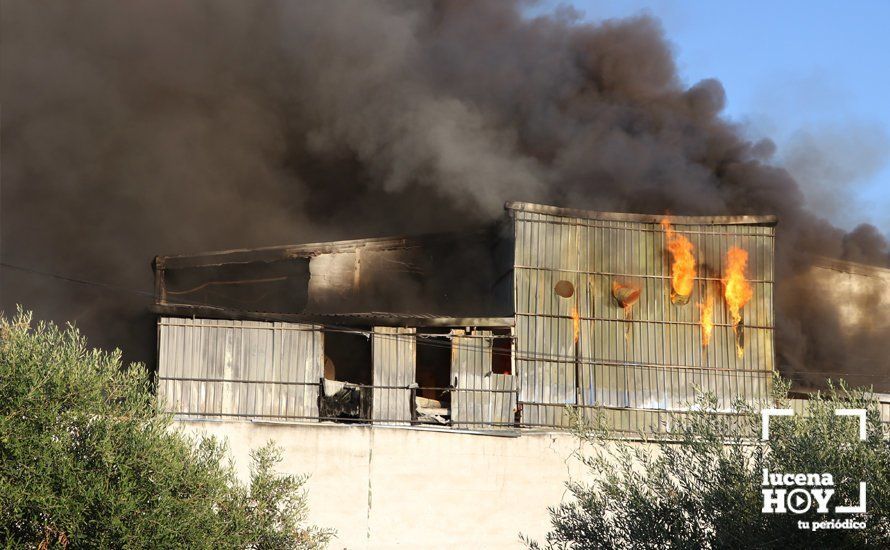 GALERÍA: Las fotos del grave incendio en una empresa de barnizados del Polígono de Los Santos en Lucena