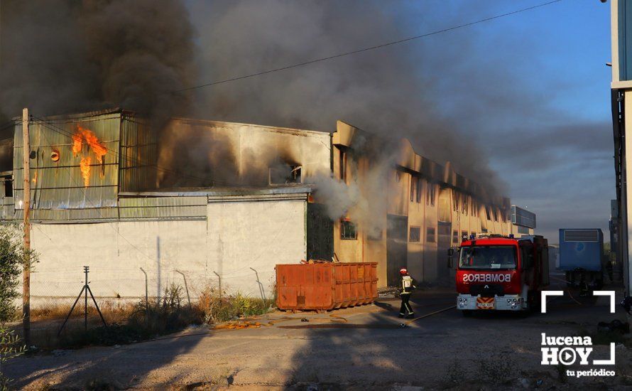 GALERÍA: Las fotos del grave incendio en una empresa de barnizados del Polígono de Los Santos en Lucena