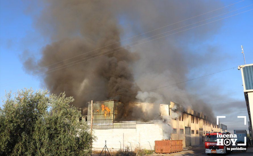 GALERÍA: Las fotos del grave incendio en una empresa de barnizados del Polígono de Los Santos en Lucena