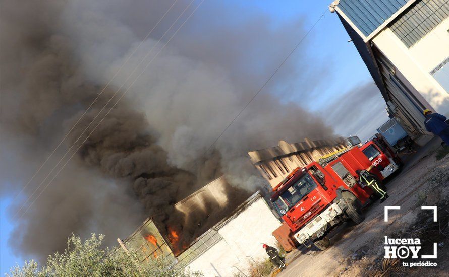 GALERÍA: Las fotos del grave incendio en una empresa de barnizados del Polígono de Los Santos en Lucena