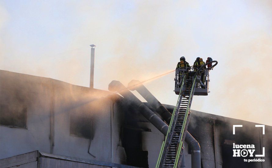 GALERÍA: Las fotos del grave incendio en una empresa de barnizados del Polígono de Los Santos en Lucena