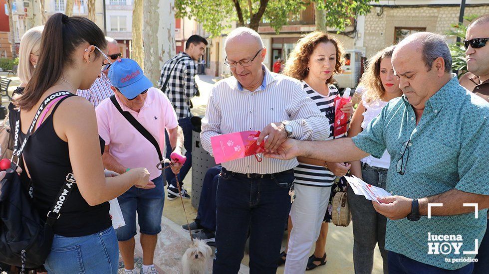  Lucas Gómez reparte los primeros "kits" en el paseo del Coso 