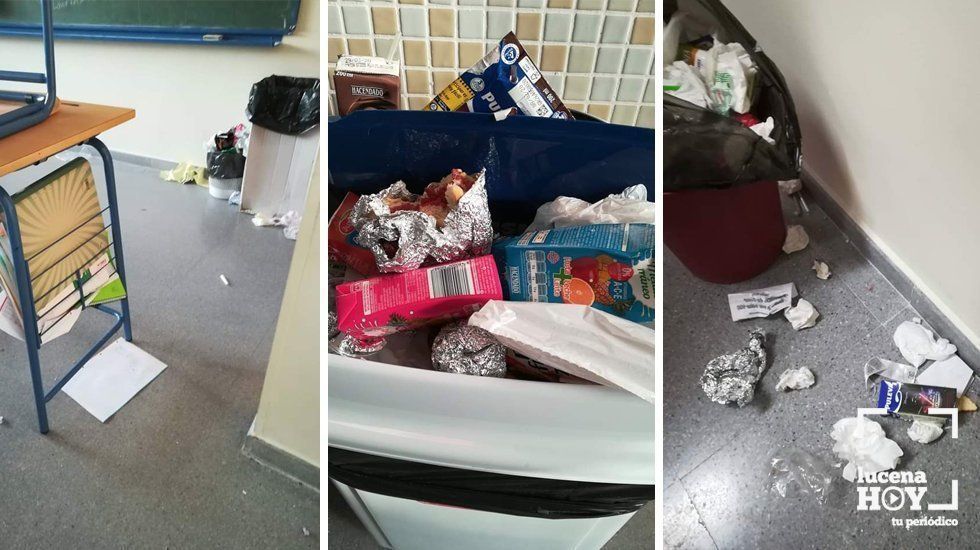  Imágenes de la situación en varios centros educativos de Lucena tras diez días de huelga de limpieza 