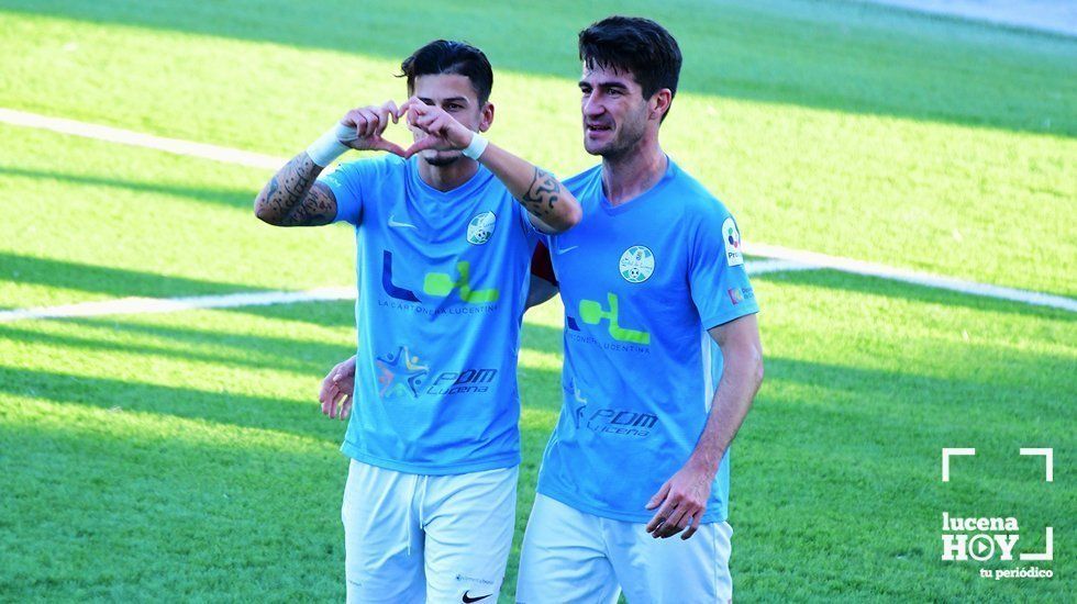 Javi Henares y Pablo Gallardo celebran el gol lucentino, a la postre insuficiente para obtener los tres puntos en juego 