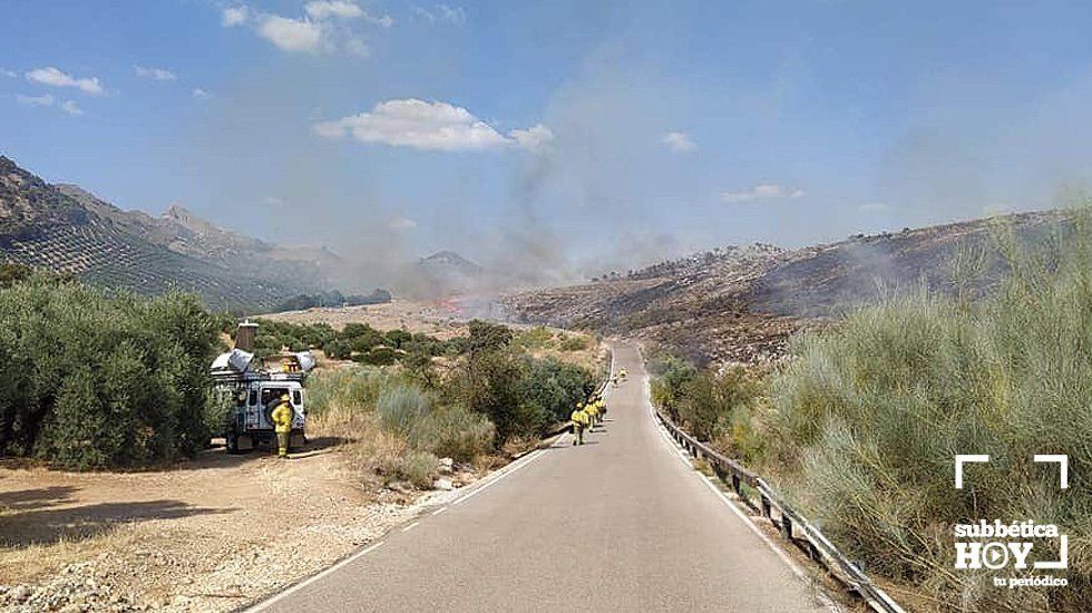  Parte del dispositivo desplegado en la zona del incendio. Foto: Policía Local de Rute 