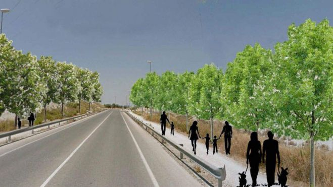 Montaje realizado por Mejorana en el que se observa el resultado de la actuación y la posición de la sombra del guardarraíl en las horas centrales del verano. Montaje realizado por Mejorana en el que se observa el resultado de la actuación y la posición de la sombra del guardarraíl en las horas centrales del verano.