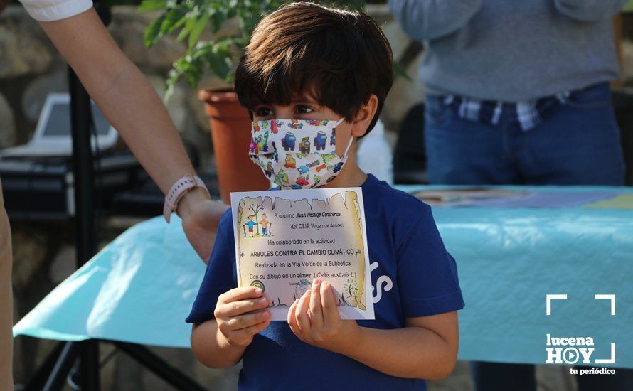 GALERÍA: "Al arbolito, desde chiquito": Los alumnos del Virgen de Araceli reciben de Mejorana diplomas por sus dibujos para la Vía Verde