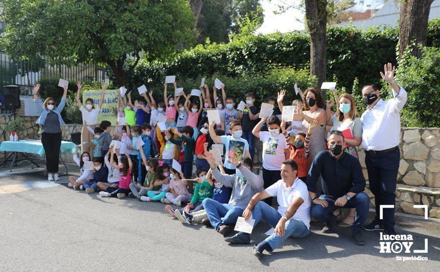 GALERÍA: "Al arbolito, desde chiquito": Los alumnos del Virgen de Araceli reciben de Mejorana diplomas por sus dibujos para la Vía Verde