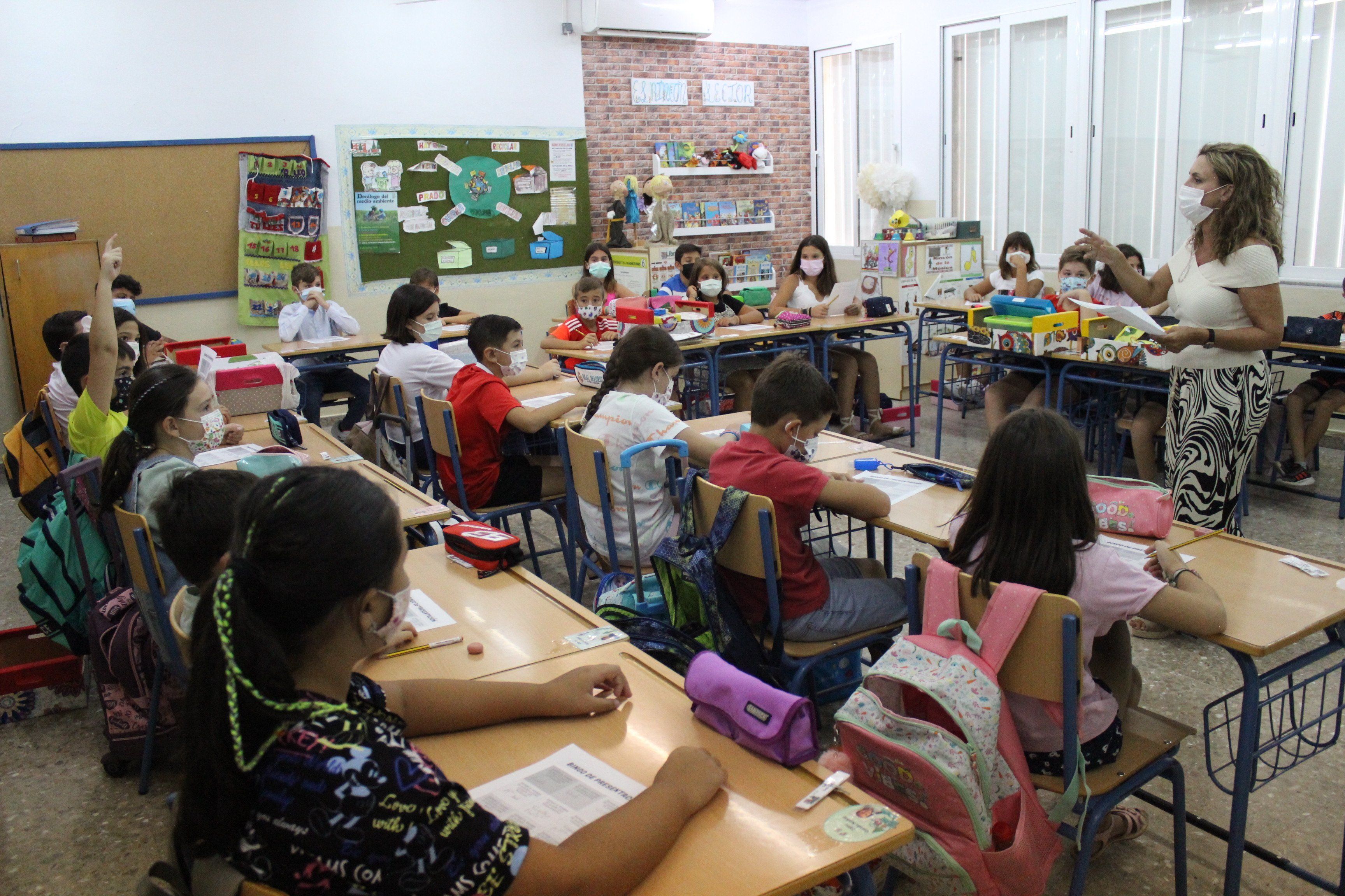  Una de las clases del CEIP El Prado de Lucena esta mañana 