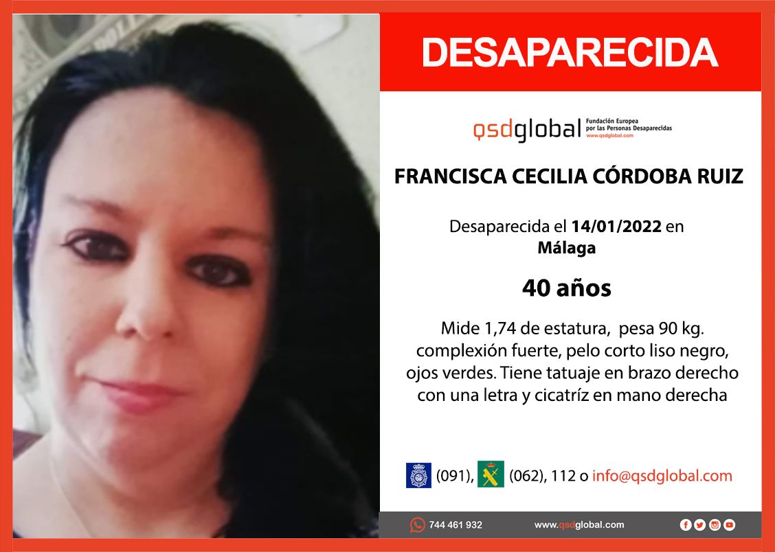  Cartel de la fundación QSD con la imagen de la mujer desaparecida 