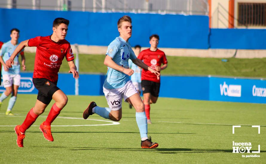 DEPORTE BASE / GALERÍA: El Juvenil A de la Fundación Lucena CF mantiene vivas sus aspiraciones de ascenso tras derrotar al Egabrense (2-1). Las fotos del partido