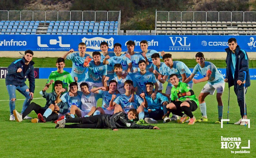 DEPORTE BASE / GALERÍA: El Juvenil A de la Fundación Lucena CF mantiene vivas sus aspiraciones de ascenso tras derrotar al Egabrense (2-1). Las fotos del partido