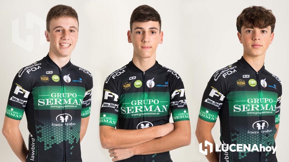 Ángel Delgado, Jesús Delgado y Lucas Carmona, ciclistas lucentinos del Team Grupo Serman