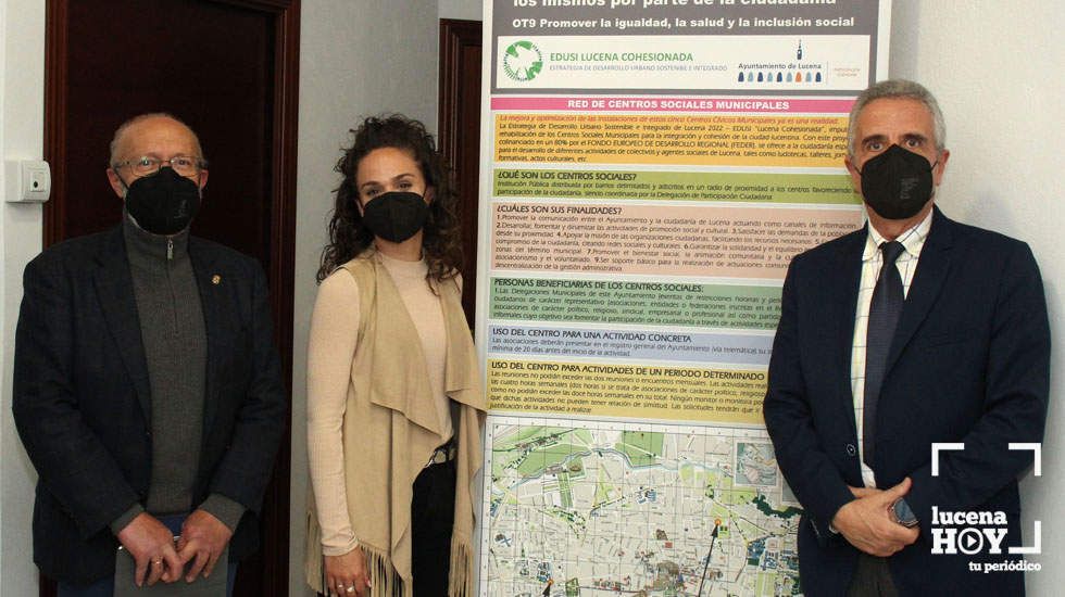  Lucas Gómez, Elena Moreno –monitora del Centro Social Municipal del Llano de las Tinajerías– y Juan Pérez, durante la presentación 