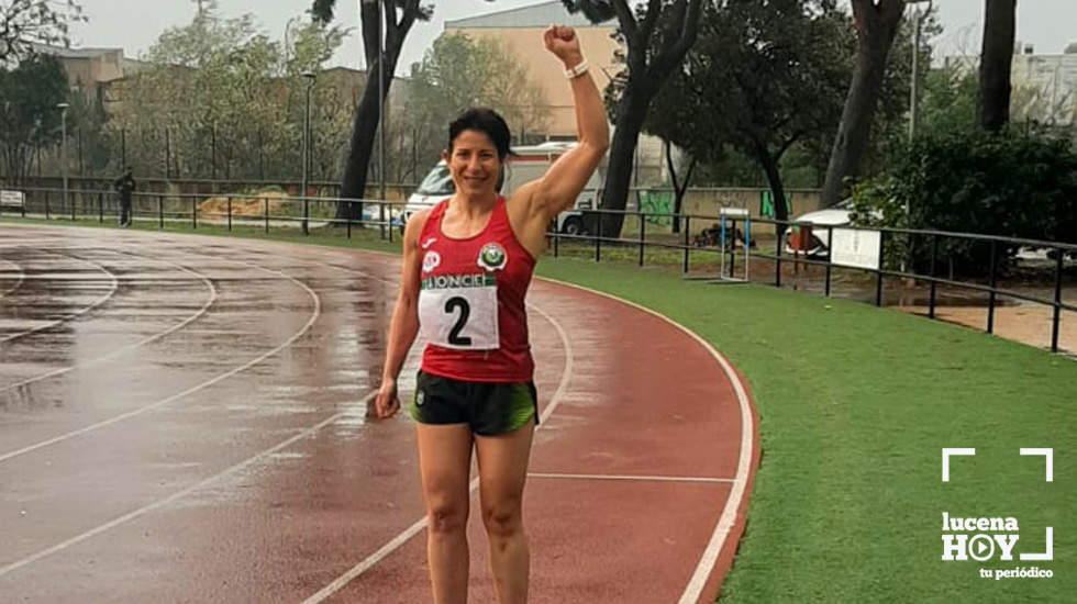  Mari Carmen Pino tras su victoria en la prueba de 400 metros lisos 